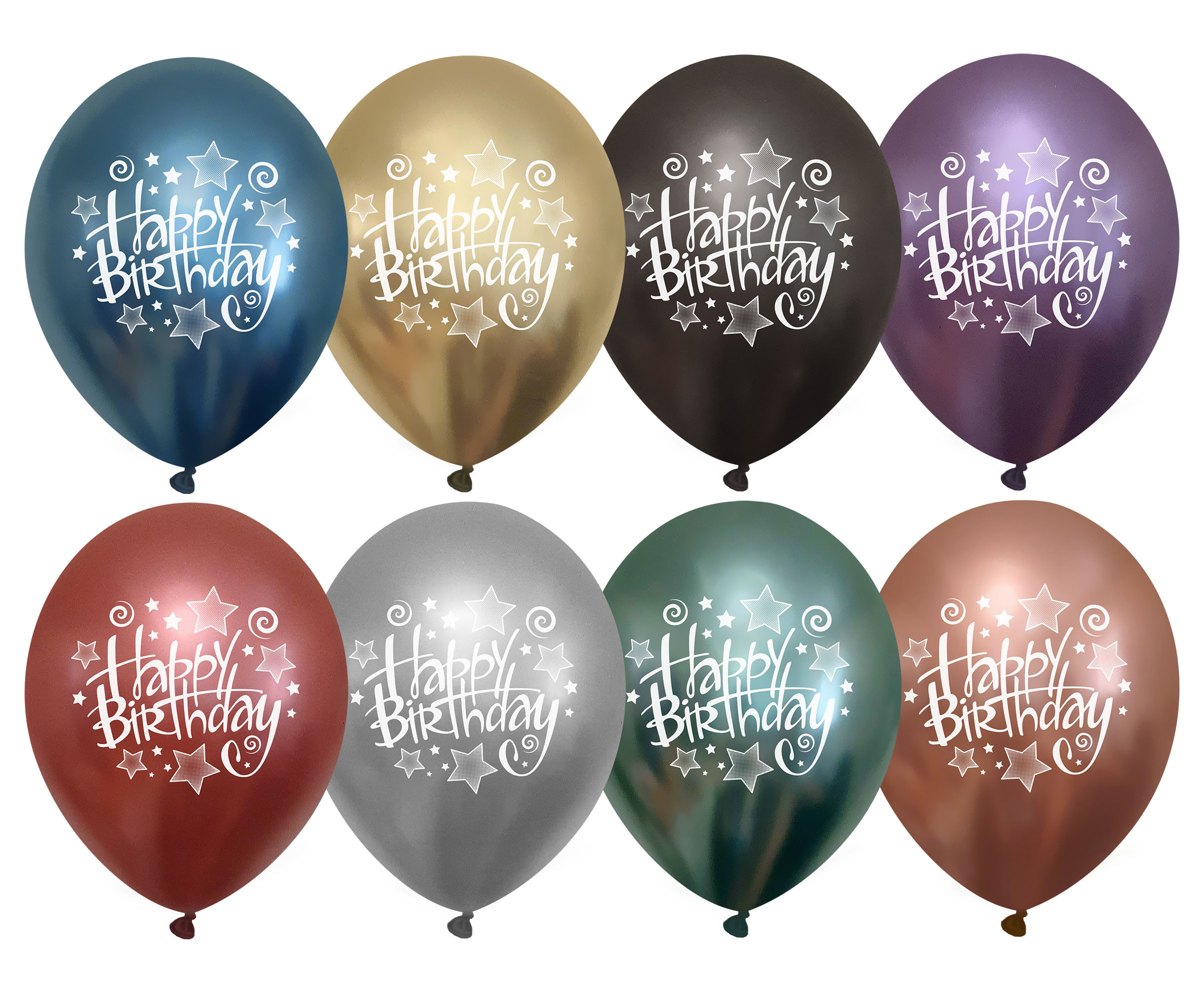 Воздушные шары хром, 35см "HAPPY BIRTHDAY", 50 шт.